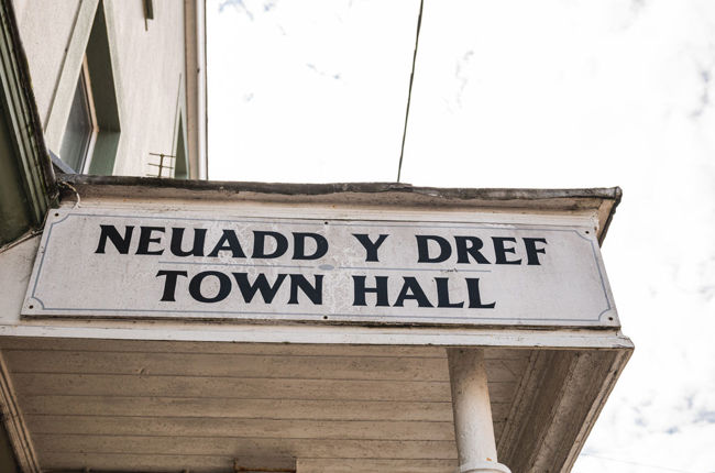 Town hall sign