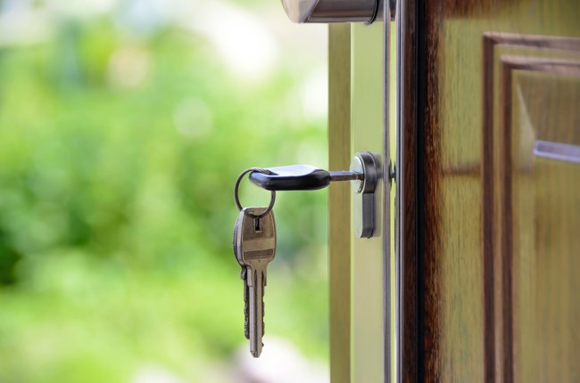 House key in door