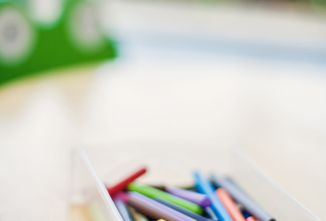 Crayons on table