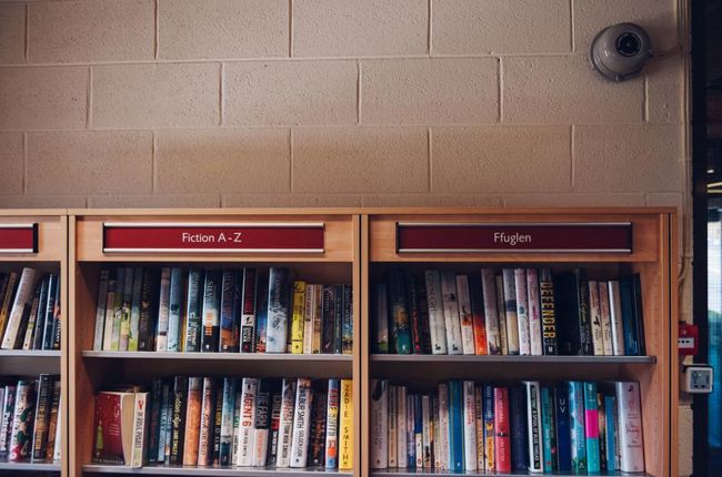 Photo of books in library